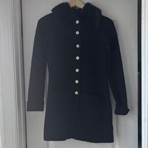 Adrienne Vittadini Black Coat with Gold Buttons